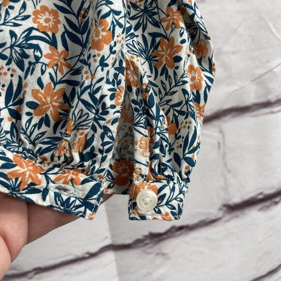 St John’s Bay Top SZ MP Ruffle Green Yellow Floral Prairie Modest Cottage Core - Picture 6 of 9